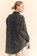 Load image into Gallery viewer, Davi & Dani Curved Hem Diamond Quilted Button Up Denim Shacket
