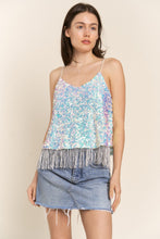 Load image into Gallery viewer, J.NNA Sequin Tassel Hem Flowy Cami