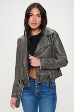 Load image into Gallery viewer, Coalition LA Zip Up Biker Jacket with Belt