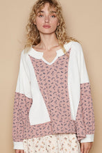 Load image into Gallery viewer, POL Waffle Knit Floral Notched Long Sleeve Top