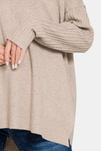 Load image into Gallery viewer, Zenana V-Neck Side Slit High-Low Sweater