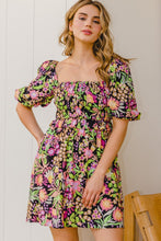 Load image into Gallery viewer, ODDI Full Size Floral Tie-Back Mini Dress