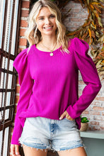 Load image into Gallery viewer, First Love Texture Puff Sleeve Round Neck Blouse