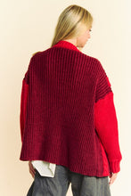 Load image into Gallery viewer, Davi & Dani Cable-Knit Color Block Open Front Cardigan