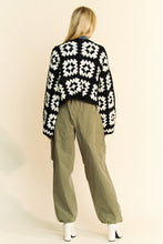 Load image into Gallery viewer, Davi & Dani Full Size Two Tone Flower Square Crochet Open Front Cardigan