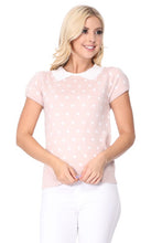 Load image into Gallery viewer, Puffed Cap Sleeve Polka Dot Jacquard Sweater