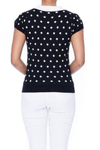 Load image into Gallery viewer, Puffed Cap Sleeve Polka Dot Jacquard Sweater