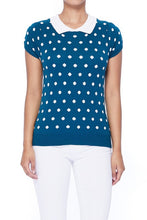 Load image into Gallery viewer, Puffed Cap Sleeve Polka Dot Jacquard Sweater