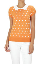 Load image into Gallery viewer, Puffed Cap Sleeve Polka Dot Jacquard Sweater