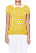 Load image into Gallery viewer, Puffed Cap Sleeve Polka Dot Jacquard Sweater