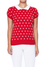 Load image into Gallery viewer, Puffed Cap Sleeve Polka Dot Jacquard Sweater