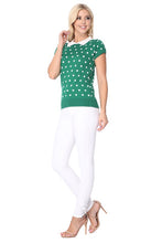 Load image into Gallery viewer, Puffed Cap Sleeve Polka Dot Jacquard Sweater