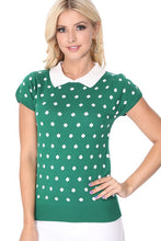 Load image into Gallery viewer, Puffed Cap Sleeve Polka Dot Jacquard Sweater