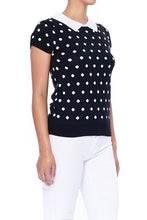 Load image into Gallery viewer, Puffed Cap Sleeve Polka Dot Jacquard Sweater