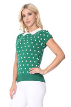 Load image into Gallery viewer, Puffed Cap Sleeve Polka Dot Jacquard Sweater
