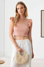 Load image into Gallery viewer, Le Lis Ruffled Cap Sleeve Square Neck Crop Top