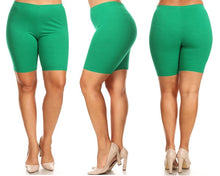 Load image into Gallery viewer, Plus Size Solid High Waist Biker Shorts