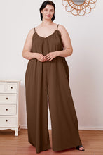 Load image into Gallery viewer, Double Take Full Size Ruffle Trim Tie Back Cami Jumpsuit with Pockets