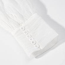 Load image into Gallery viewer, Vintage Collared Edge Deep V Plunge neck Long Sleeve Waist Short Shirt Bare Back Plus High Waist Pleated Little Short Dress