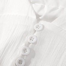 Load image into Gallery viewer, Vintage Collared Edge Deep V Plunge neck Long Sleeve Waist Short Shirt Bare Back Plus High Waist Pleated Little Short Dress