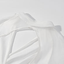 Load image into Gallery viewer, Vintage Collared Edge Deep V Plunge neck Long Sleeve Waist Short Shirt Bare Back Plus High Waist Pleated Little Short Dress