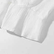 Load image into Gallery viewer, Vintage Collared Edge Deep V Plunge neck Long Sleeve Waist Short Shirt Bare Back Plus High Waist Pleated Little Short Dress