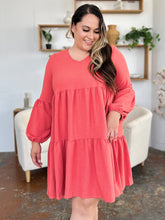 Load image into Gallery viewer, Double Take Full Size V-Neck Balloon Sleeve Tiered Dress