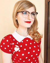 Load image into Gallery viewer, Puffed Cap Sleeve Polka Dot Jacquard Sweater