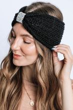 Load image into Gallery viewer, Winter Rhinestone Bow Knitted Head Band
