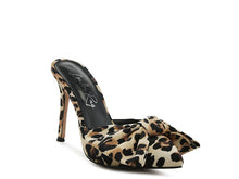 Load image into Gallery viewer, Joelle High Heel Bow Tie Leopard Print Mules