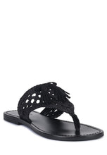 Load image into Gallery viewer, Beech Handwoven Natural Suede Tassel Thong Flats