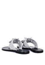 Load image into Gallery viewer, Beech Handwoven Natural Suede Tassel Thong Flats