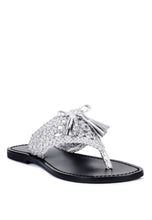 Load image into Gallery viewer, Beech Handwoven Natural Suede Tassel Thong Flats