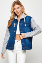 Load image into Gallery viewer, Women's Denim Jacket with Fleece Hoodies