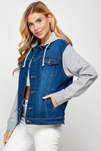 Load image into Gallery viewer, Women's Denim Jacket with Fleece Hoodies