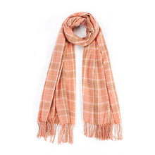 Load image into Gallery viewer, Striped Plaid Fringed Scarf