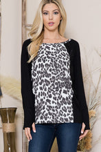 Load image into Gallery viewer, Mixed Media Dolman Knit Top with Thumbhole