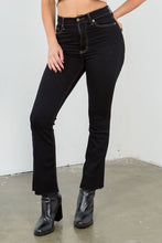 Load image into Gallery viewer, Ankle Cropped Flare Jeans in Jet Black