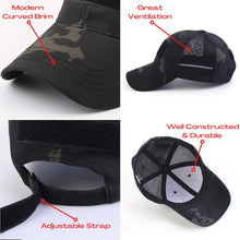 Load image into Gallery viewer, Tactical Military Patch Hat w Adjustable Strap