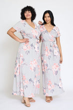 Load image into Gallery viewer, Plus Floral Surplice Bodice Sash Maxi Dress