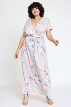 Load image into Gallery viewer, Plus Floral Surplice Bodice Sash Maxi Dress