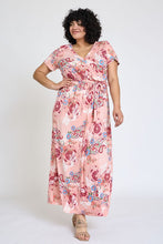 Load image into Gallery viewer, Plus Floral Surplice Bodice Sash Maxi Dress