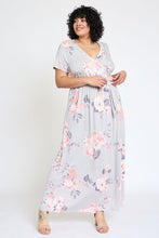 Load image into Gallery viewer, Plus Floral Surplice Bodice Sash Maxi Dress