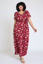 Load image into Gallery viewer, Plus Floral Surplice Bodice Sash Maxi Dress