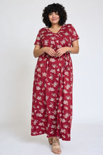 Load image into Gallery viewer, Plus Floral Surplice Bodice Sash Maxi Dress