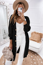 Load image into Gallery viewer, Eyelet Sweater Button Cream Black Pink Cardigan