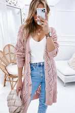 Load image into Gallery viewer, Eyelet Sweater Button Cream Black Pink Cardigan
