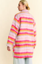 Load image into Gallery viewer, Davi & Dani Contrast Striped Open Front Coat with Pockets