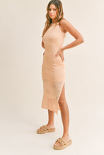 Load image into Gallery viewer, MABLE Floral Design Knit Slit Midi Dress