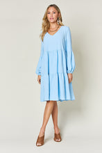 Load image into Gallery viewer, Double Take Full Size V-Neck Balloon Sleeve Tiered Dress